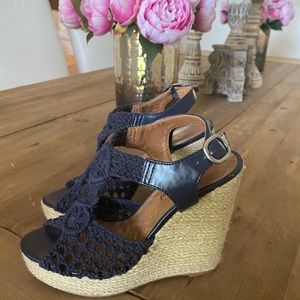 Lucky Brand, Navy blue, espadrille, wedge sandals